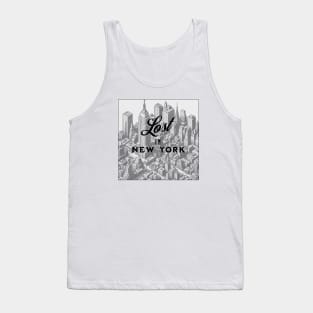 New York Retro Style Street Map Pencil Art in B/W Tank Top